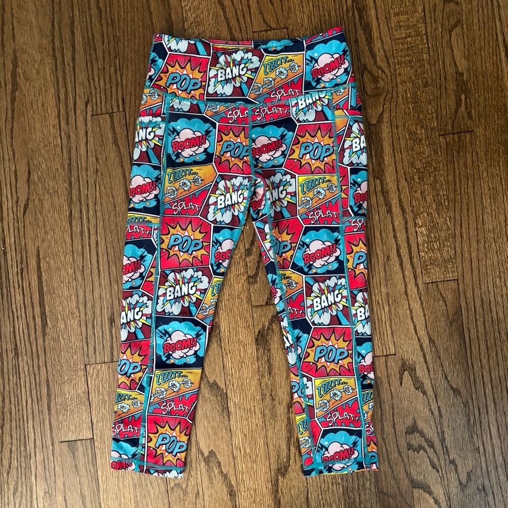 Constantly Varied Gear Knockout Comic Book Leggings Size Large Colorful Pocket S